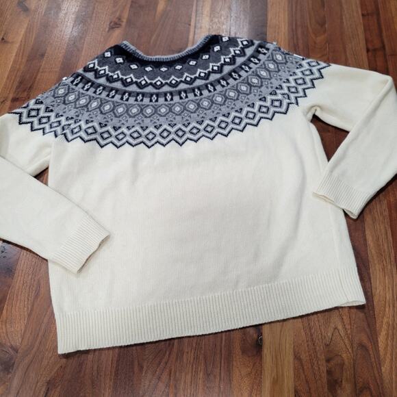 Beaded Nordic Fair Isle Icelandic Crew Neck Wool Blend Sweater Size XLP - Picture 2 of 8